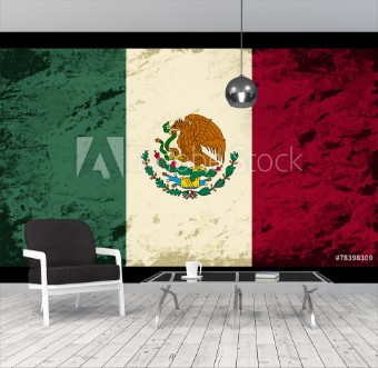 Bild på Mexican flag Grunge background Vector illustration